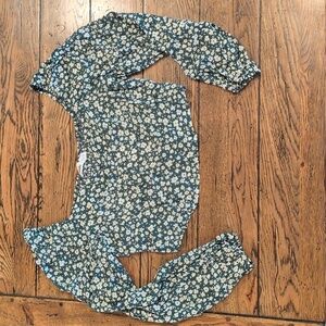 Elodie Women's Green Floral Long Sleeve Cropped Boho Top